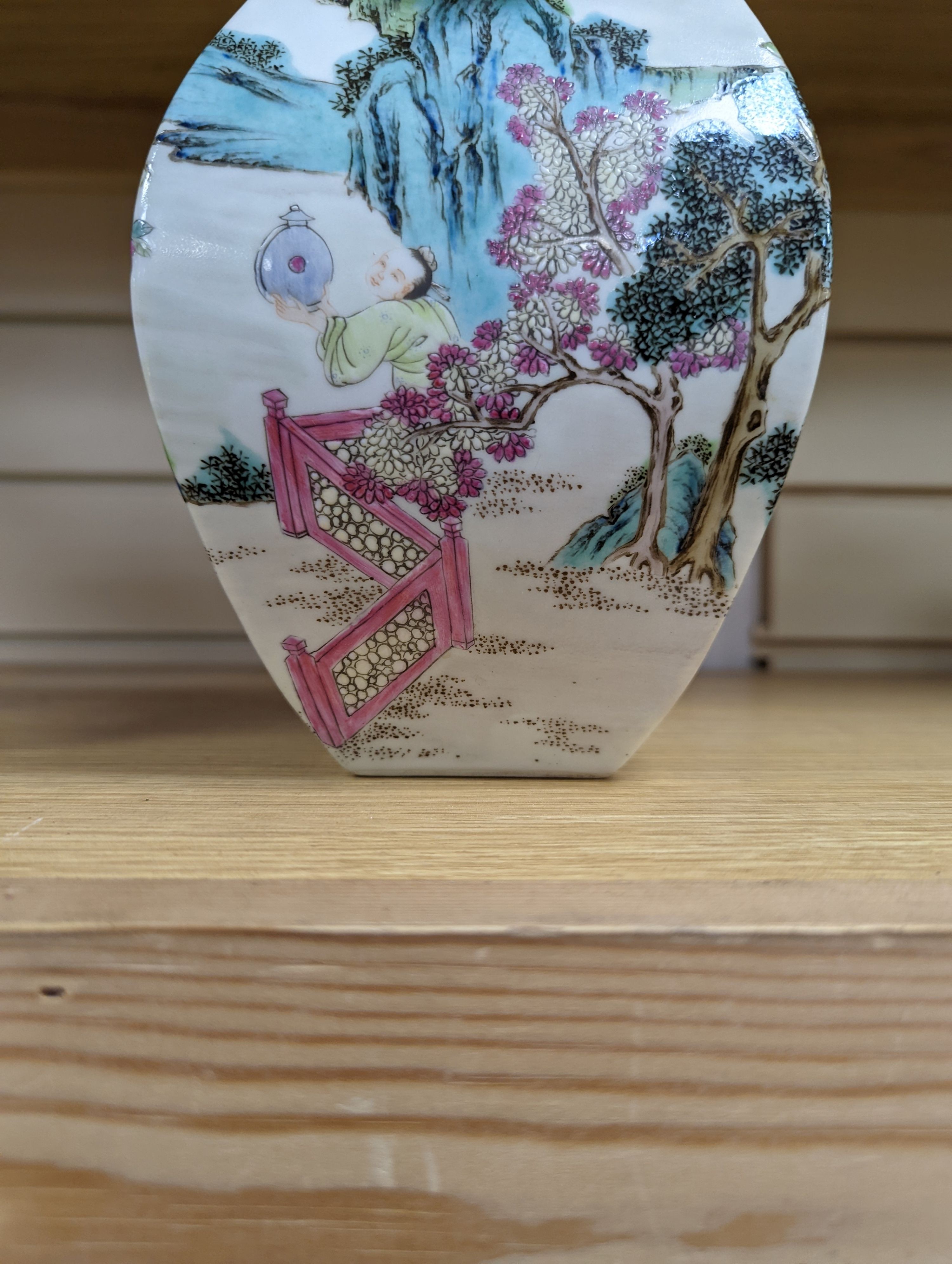 A Chinese famille rose arrow vase, Qianlong mark, 26cm